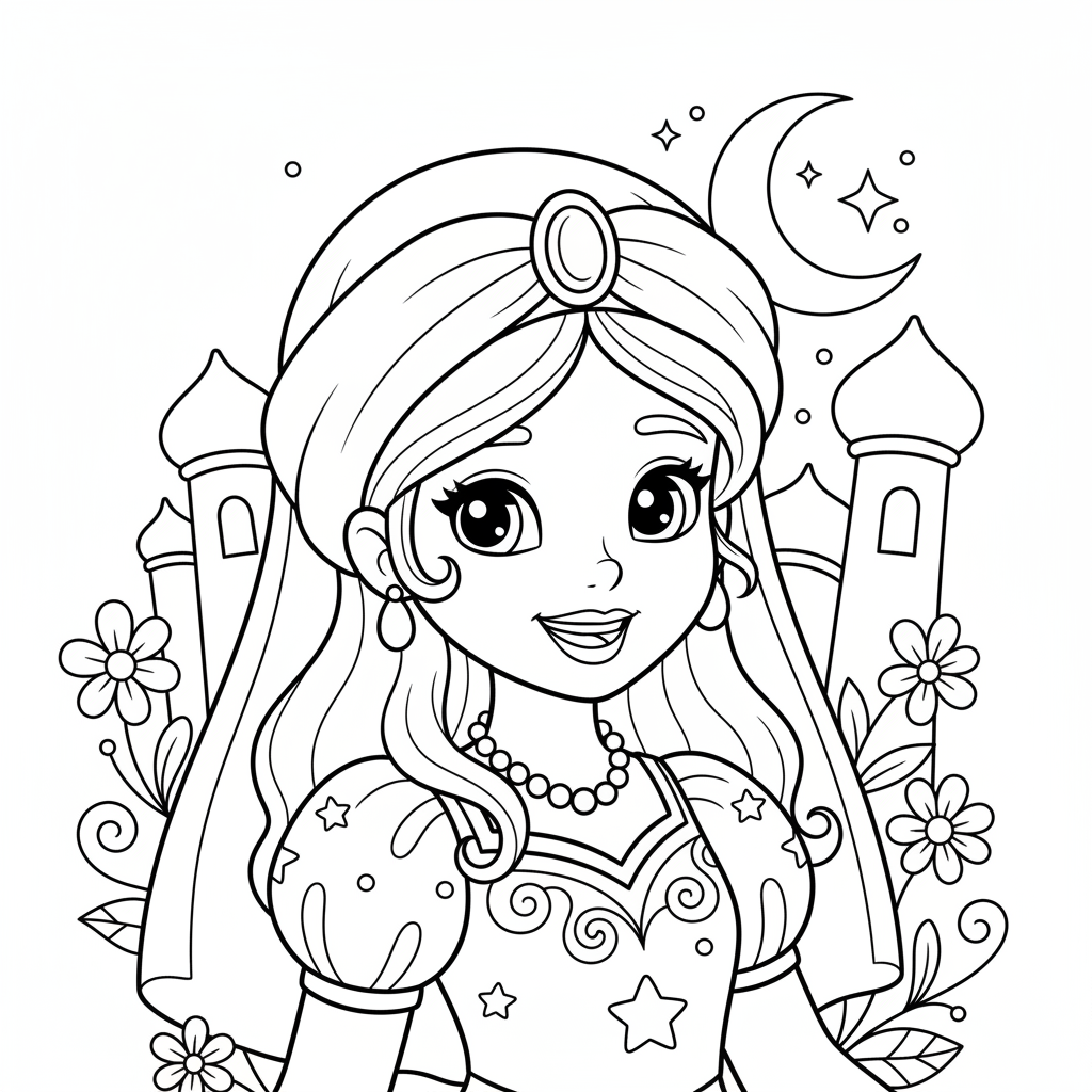 Coloriage coloriage à imprimer jasmine 4
