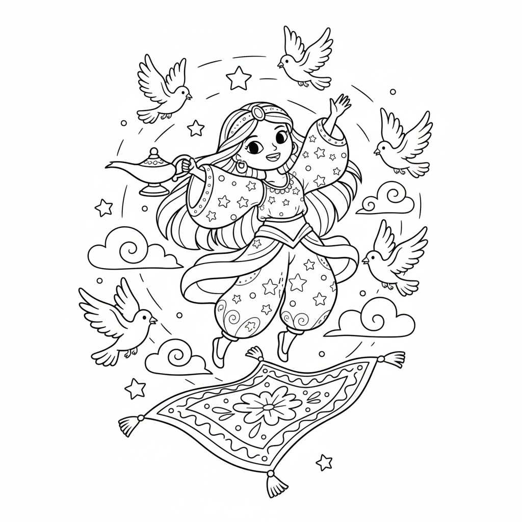 Coloriage coloriage à imprimer jasmine 5