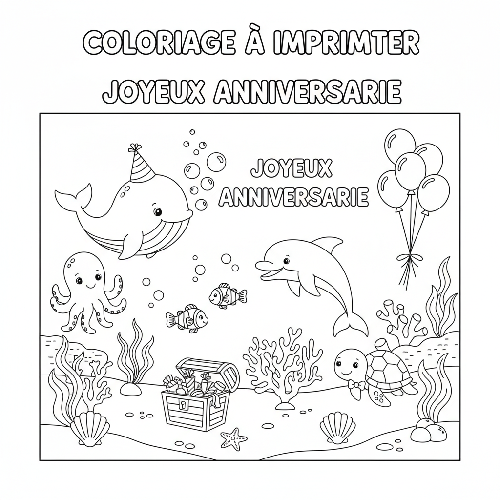Coloriage coloriage à imprimer joyeux anniversaire 3
