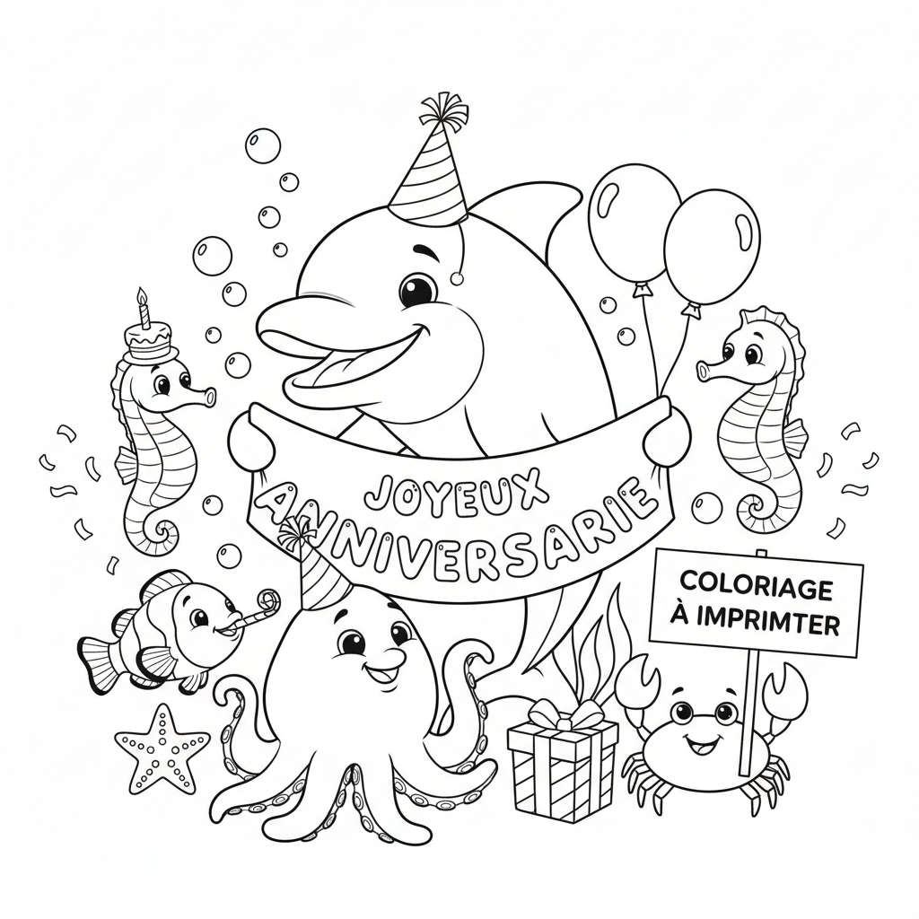 Coloriage coloriage à imprimer joyeux anniversaire 4