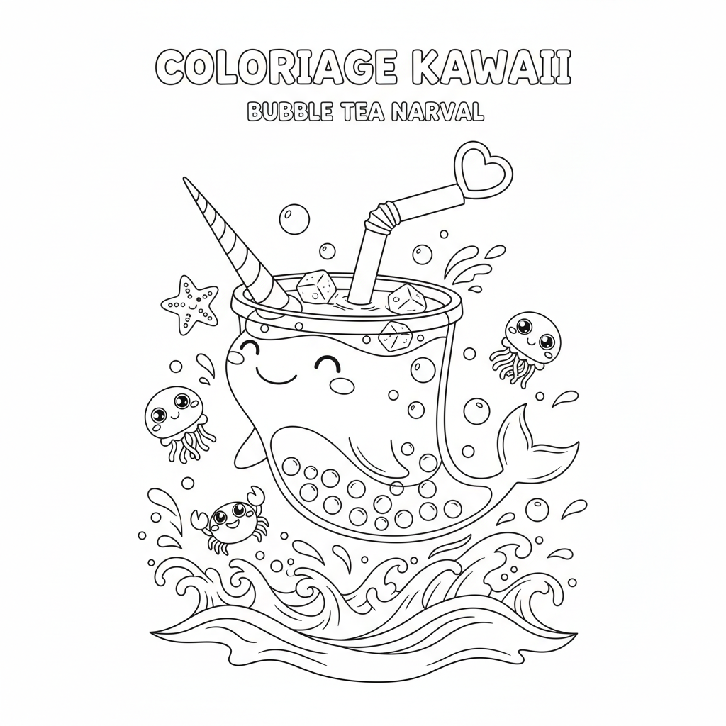 Coloriage coloriage à imprimer kawaii bubble tea 5