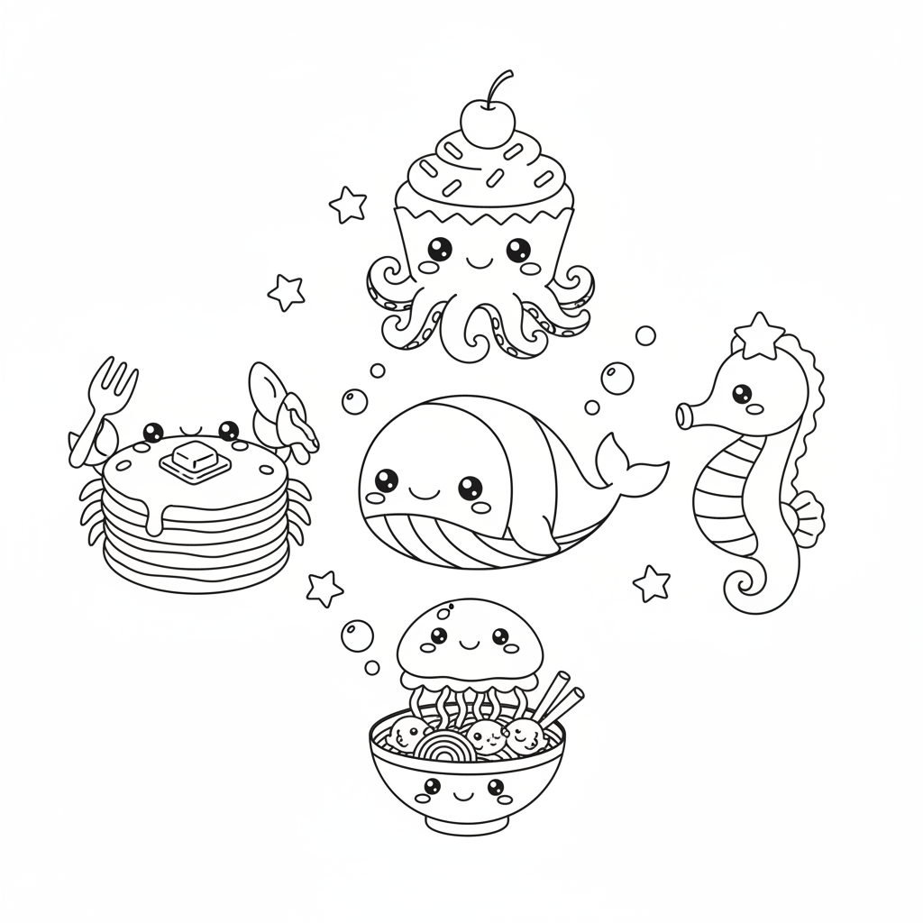 Coloriage coloriage à imprimer kawaii nourriture 2