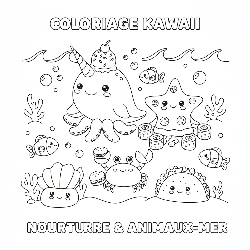 Coloriage coloriage à imprimer kawaii nourriture 3