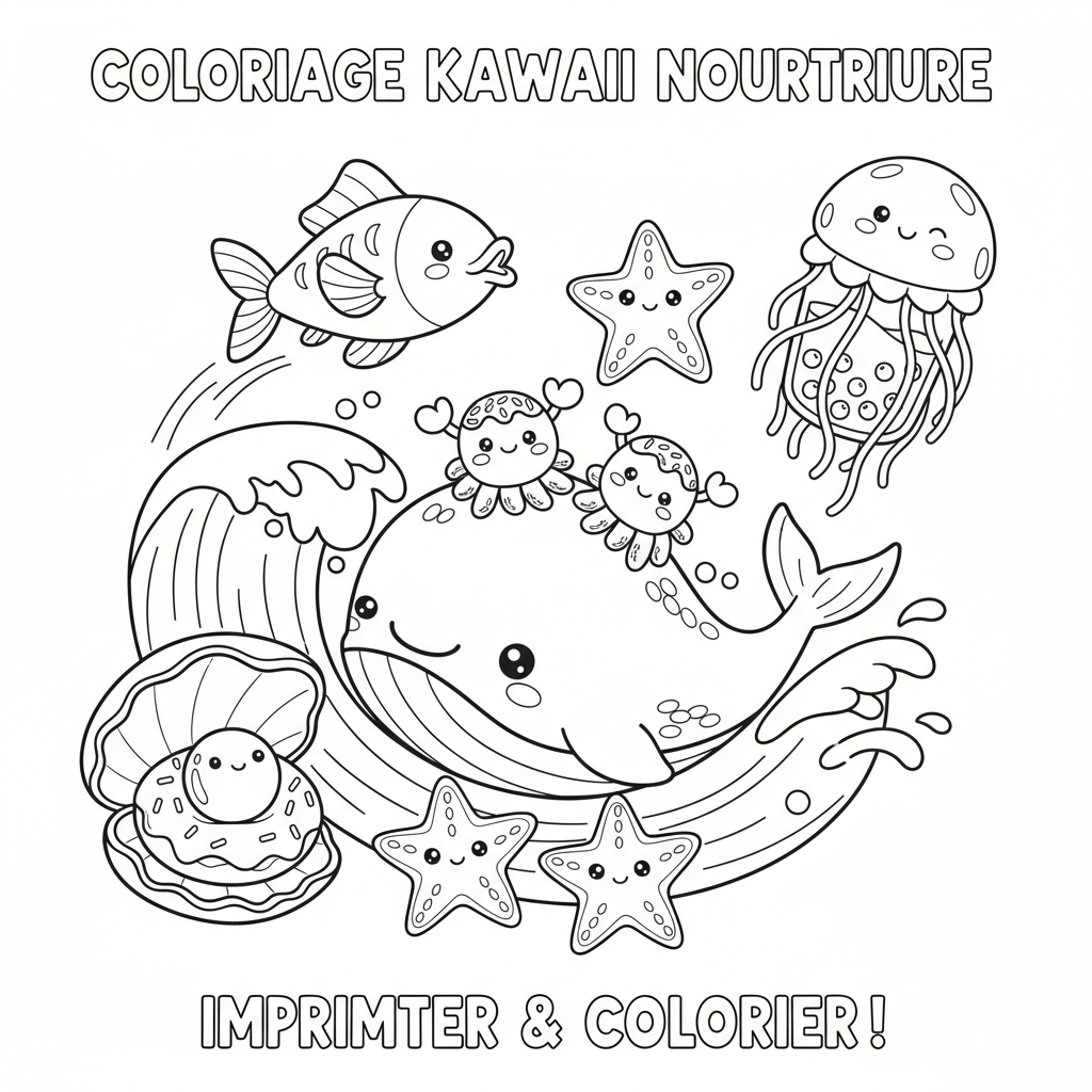 Coloriage coloriage à imprimer kawaii nourriture 5