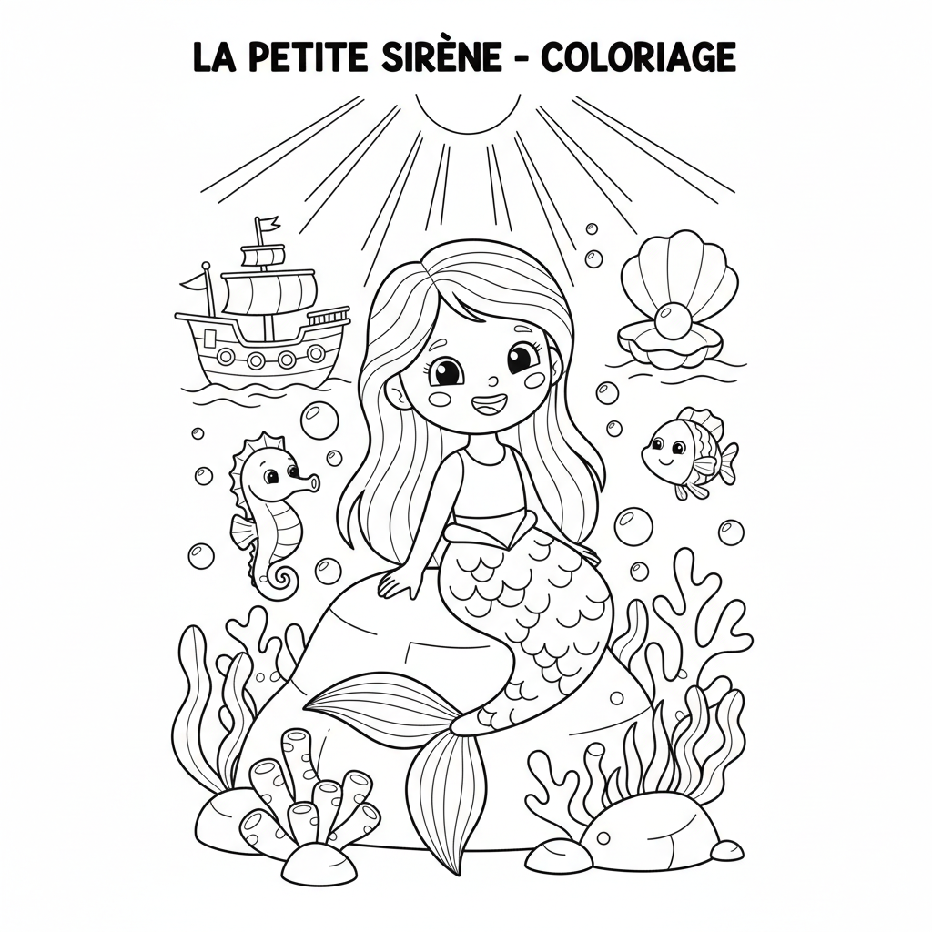 Coloriage coloriage à imprimer la petite sirène 1