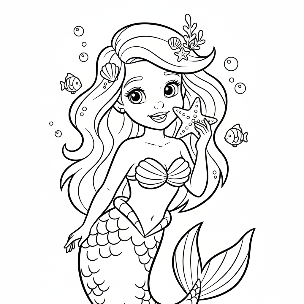 Coloriage coloriage à imprimer la petite sirène 4