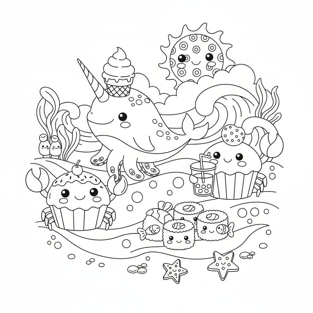 Coloriage coloriage à imprimer nourriture kawaii 3