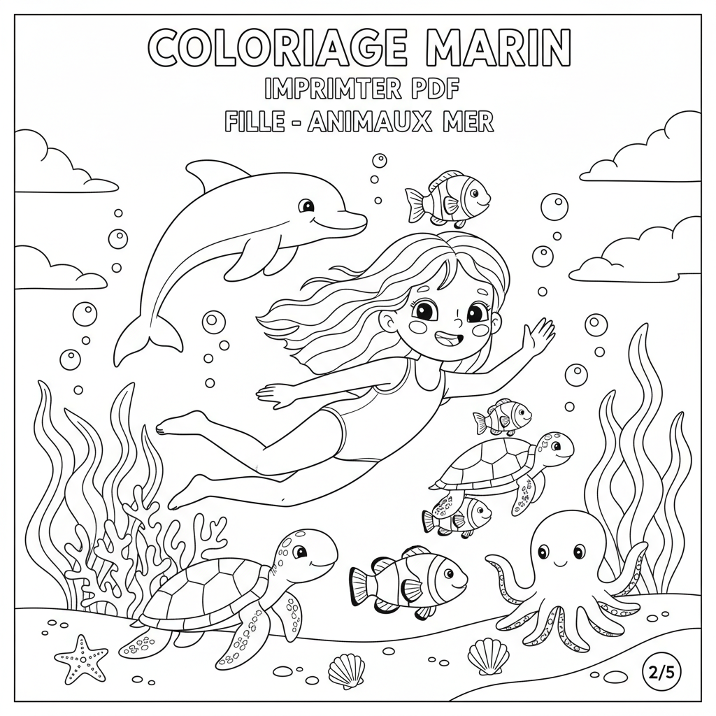 Coloriage coloriage à imprimer pdf fille 2