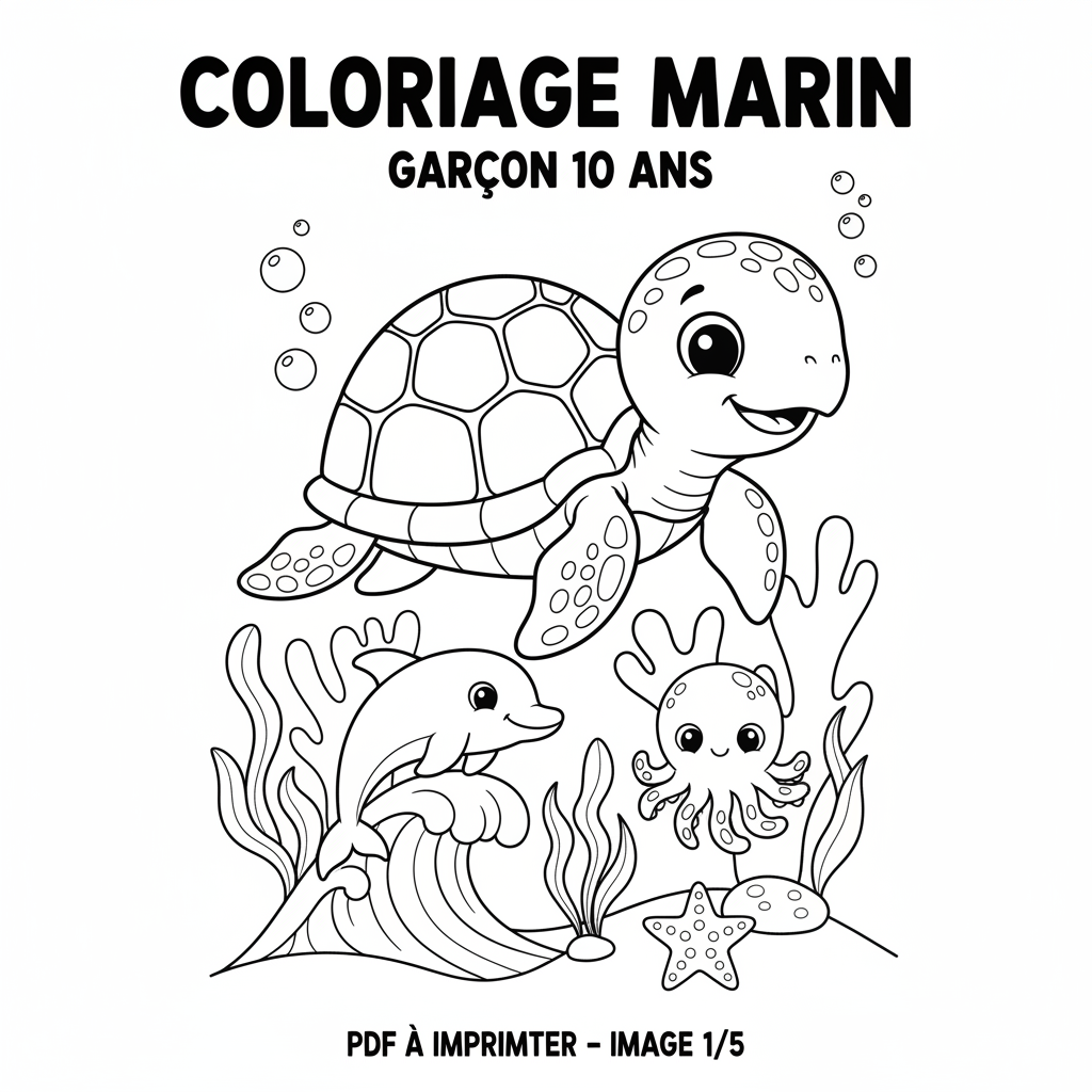 Coloriage À Imprimer Pdf Garcon 10 Ans Animaux Mer Gratuit