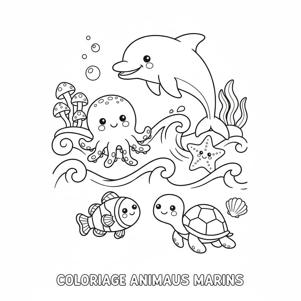 Coloriage Coloriage À Imprimer Pdf Gratuit Animaux Marins