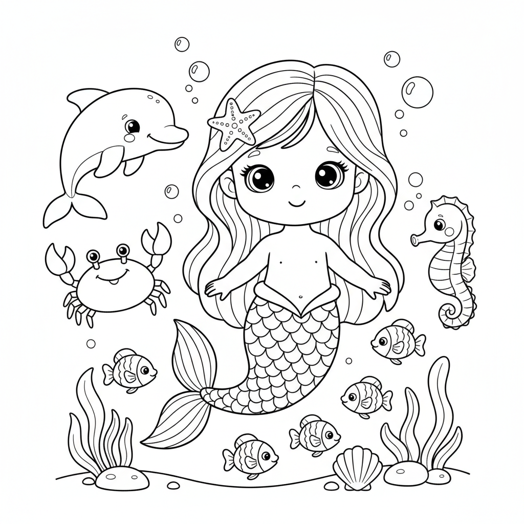Coloriage coloriage à imprimer petite sirene