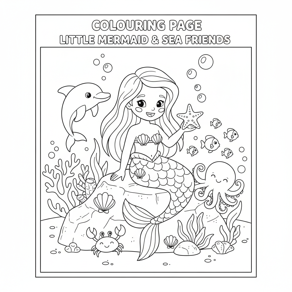 Coloriage coloriage à imprimer petite sirene 2