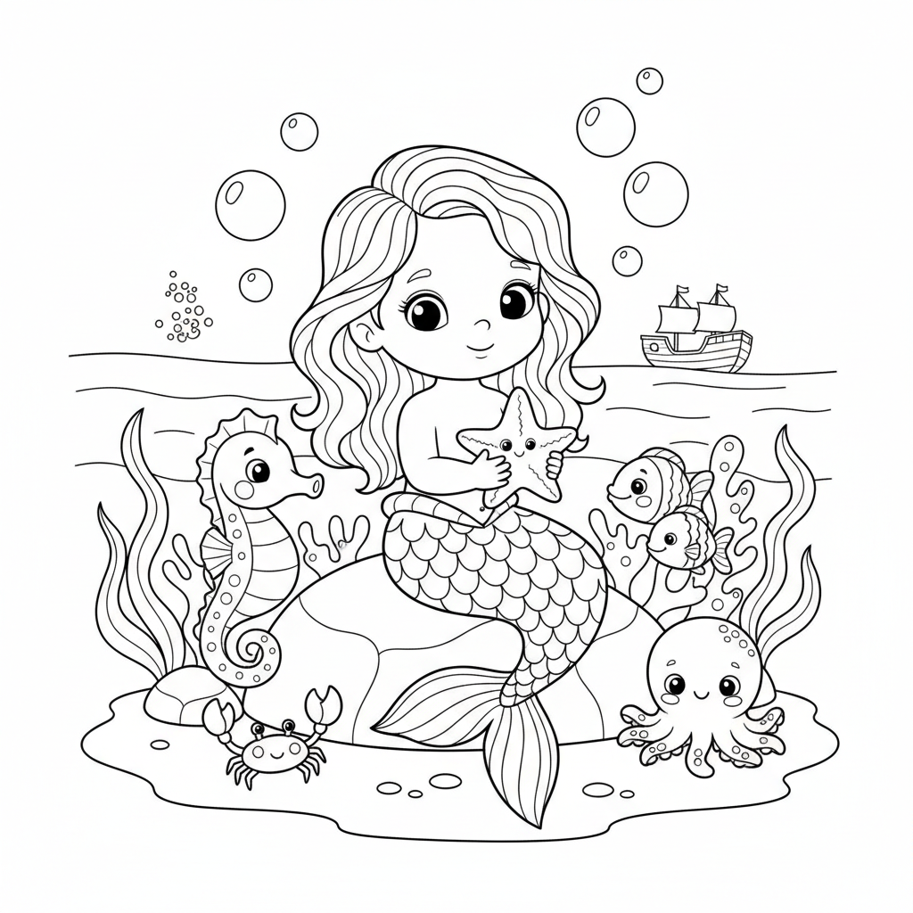 Coloriage coloriage à imprimer petite sirene 3