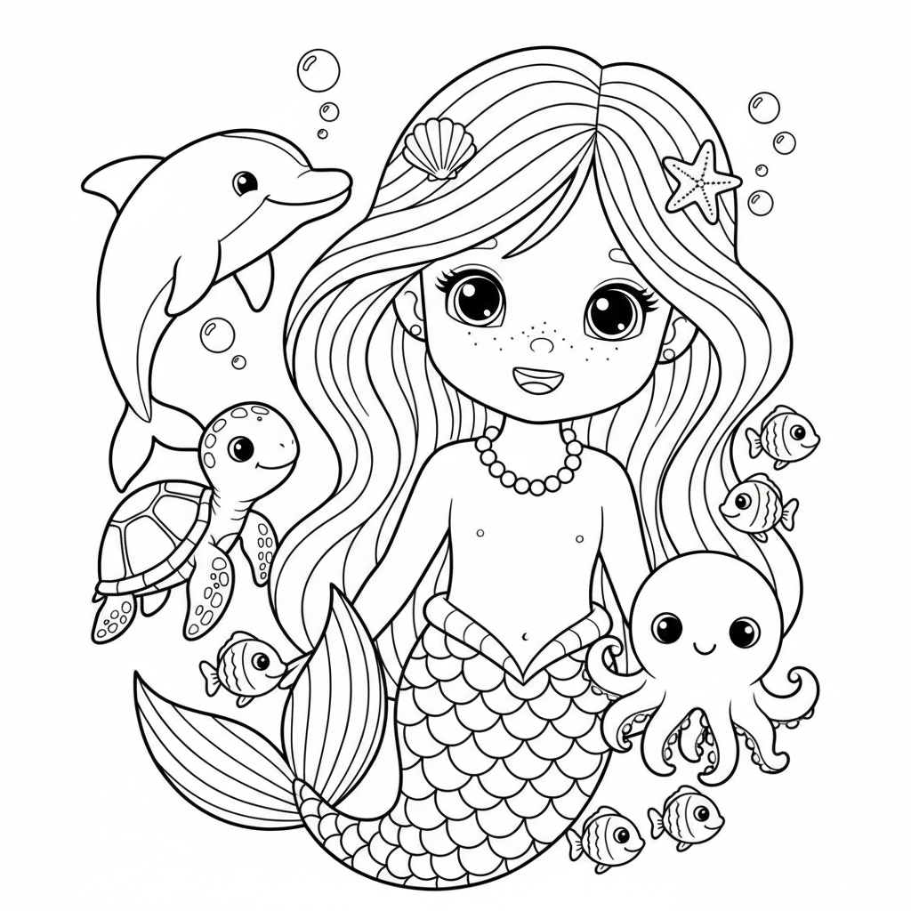 Coloriage coloriage à imprimer petite sirene 4
