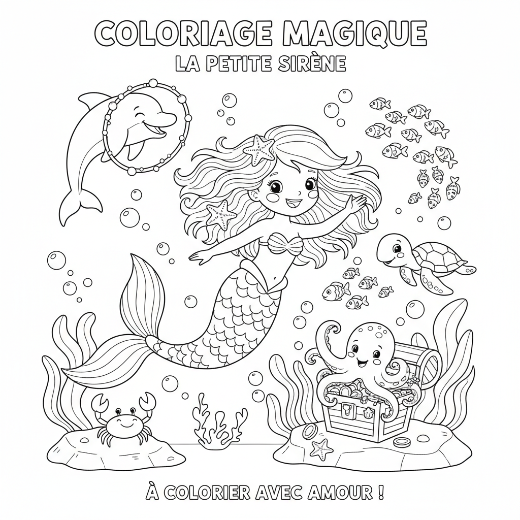 Coloriage coloriage à imprimer petite sirene 5