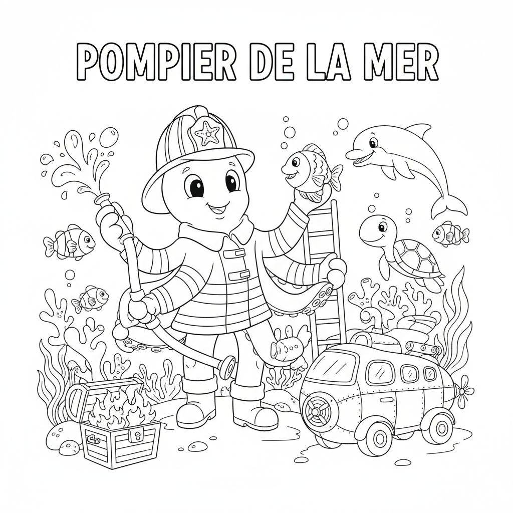 Coloriage coloriage à imprimer pompier 2