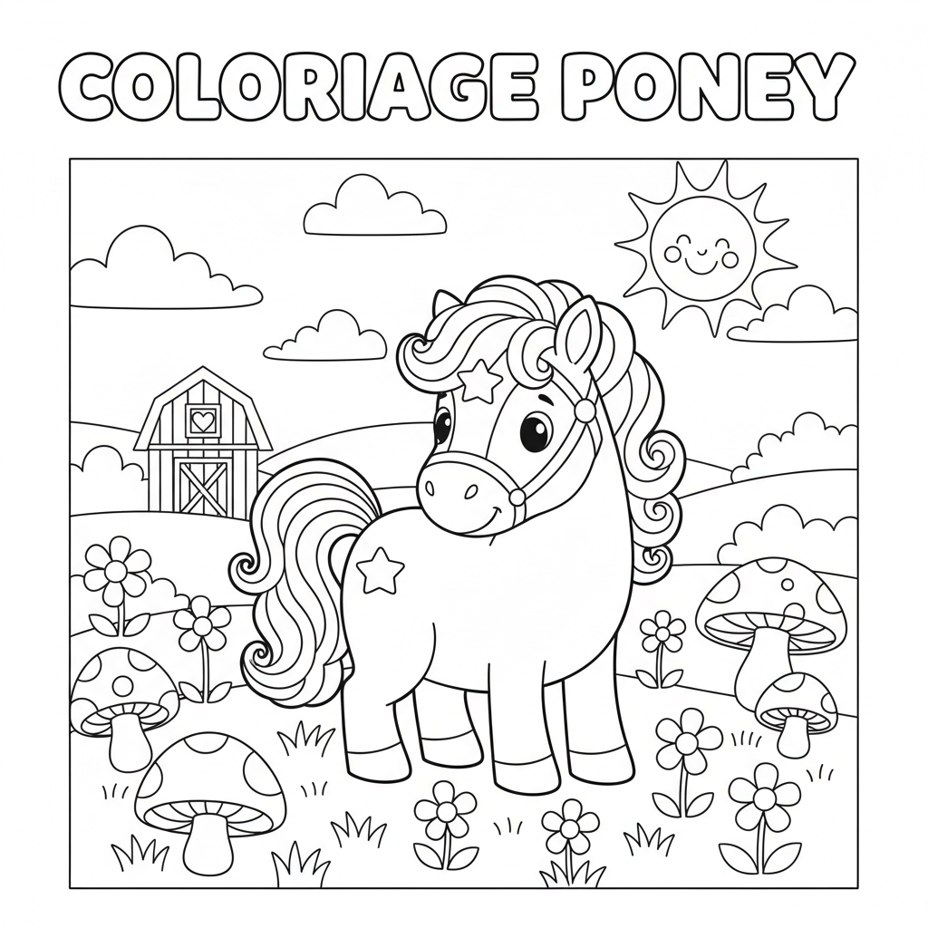 Coloriage coloriage à imprimer poney 2