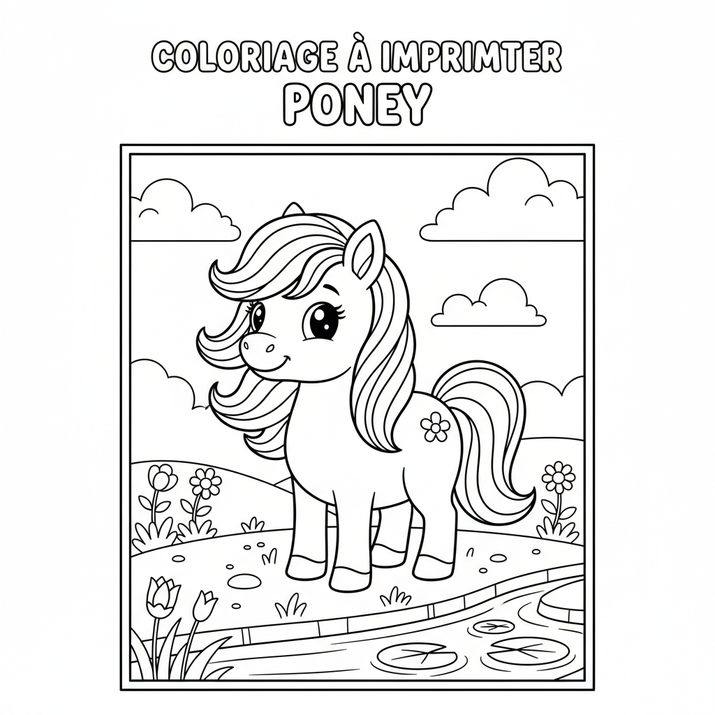 Coloriage coloriage à imprimer poney 3