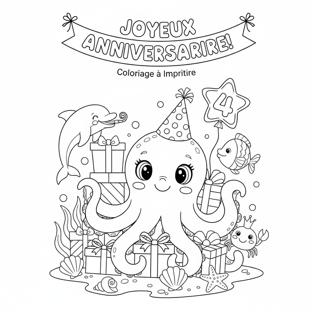 Coloriage coloriage à imprimer pour anniversaire 4