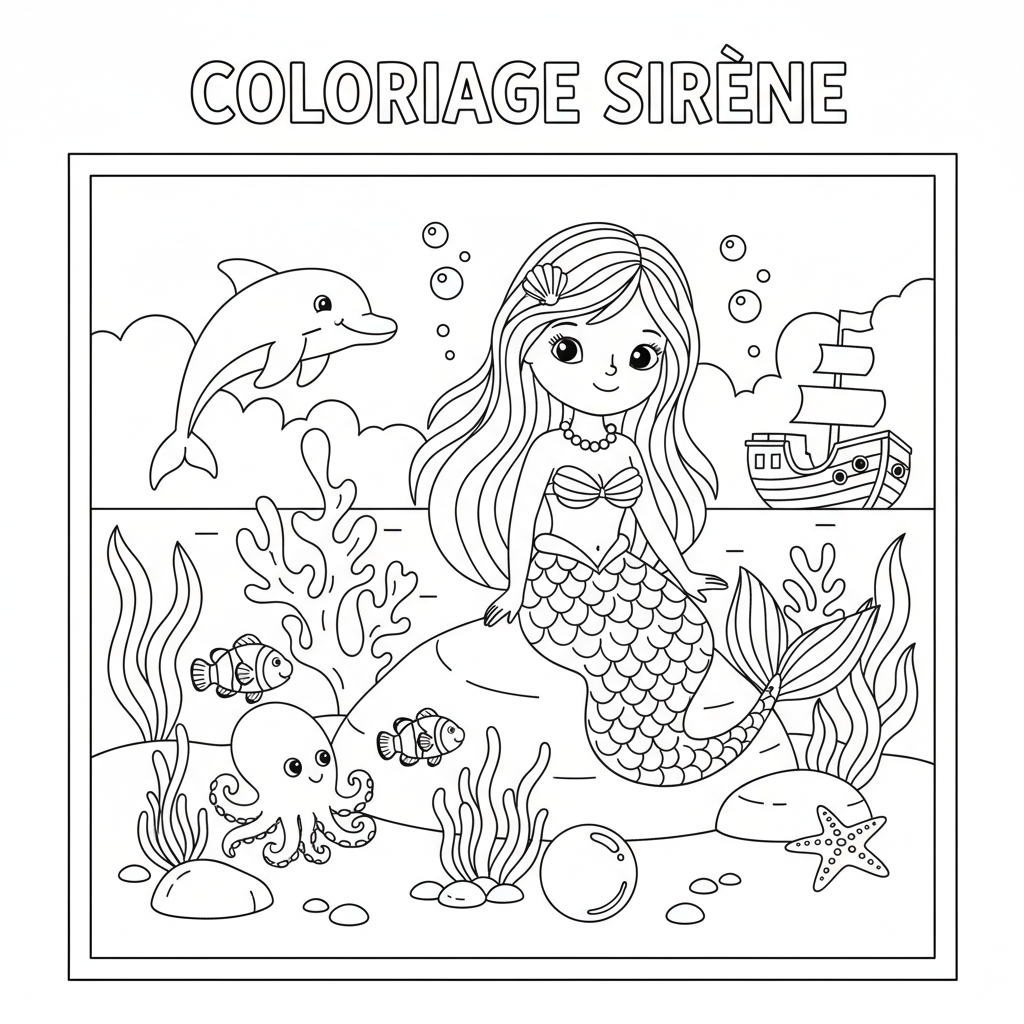 Coloriage coloriage à imprimer sirene 3