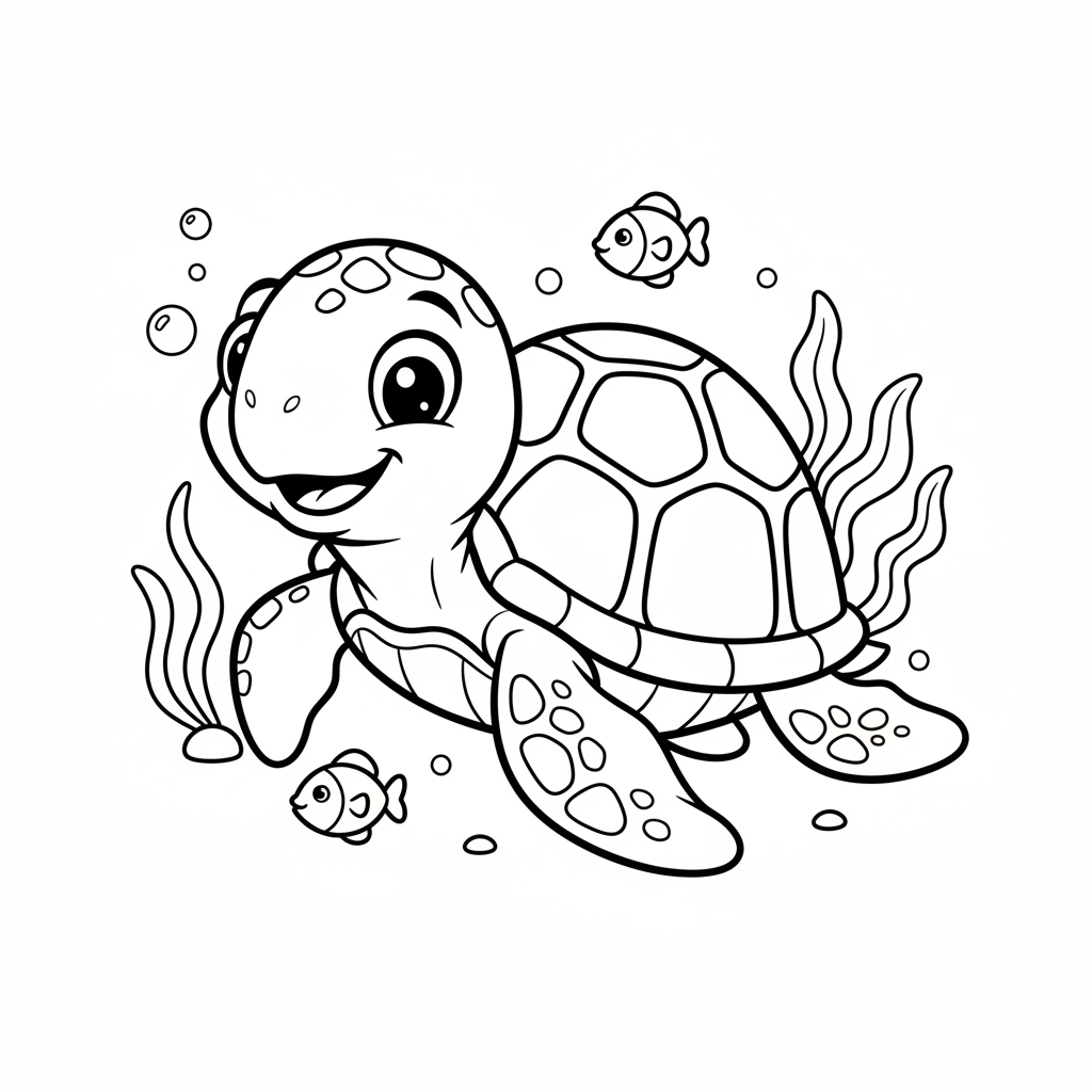 Coloriage À Imprimer Tortue Gratuit pour les Enfants