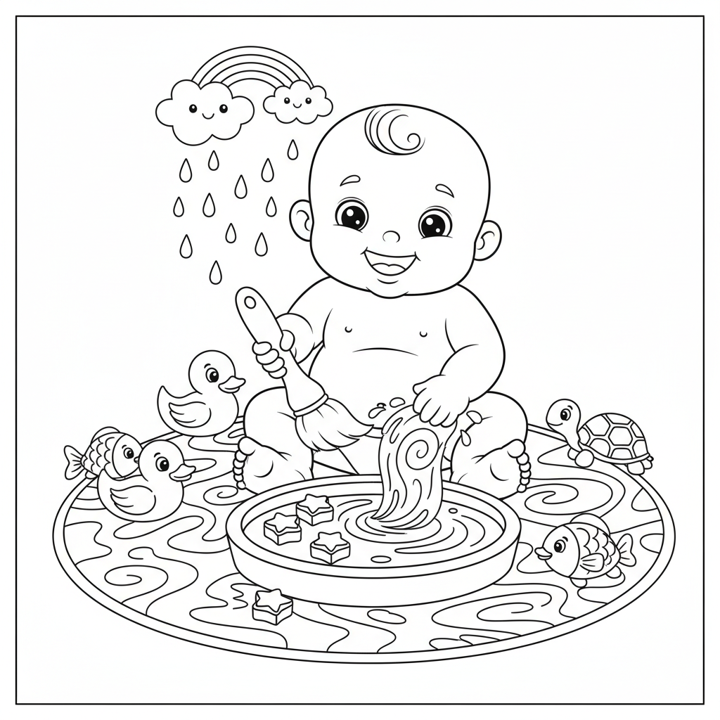 Coloriage coloriage à l'eau bébé 2