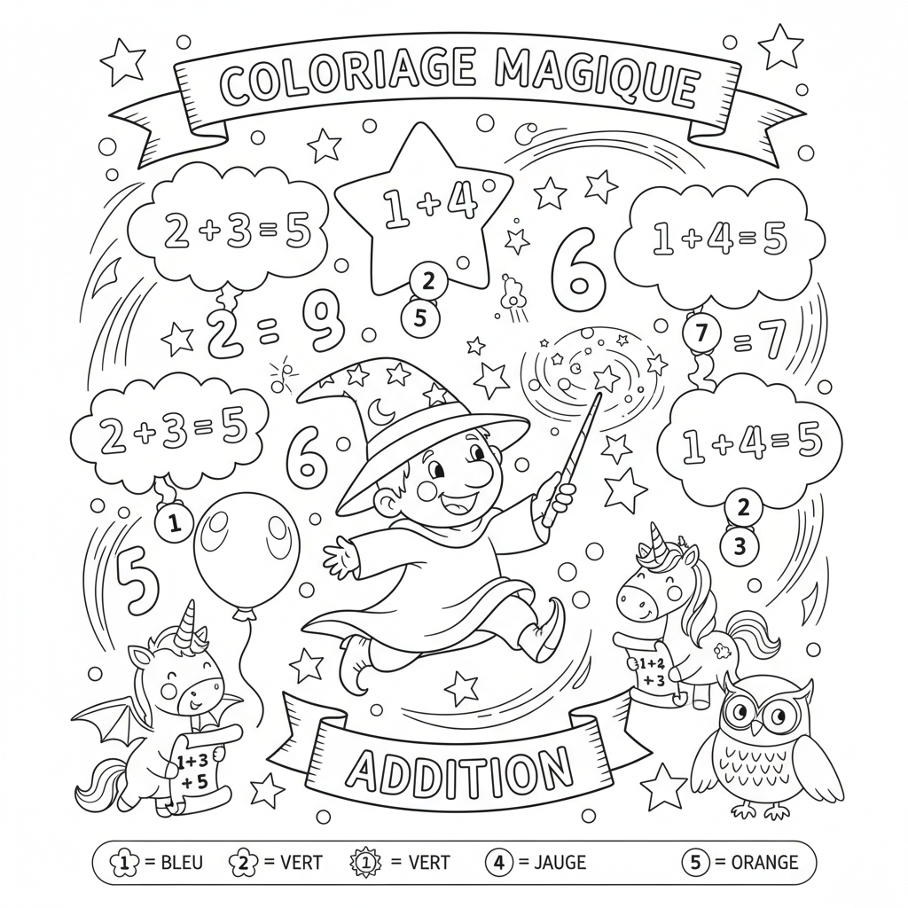 Coloriage coloriage addition 5