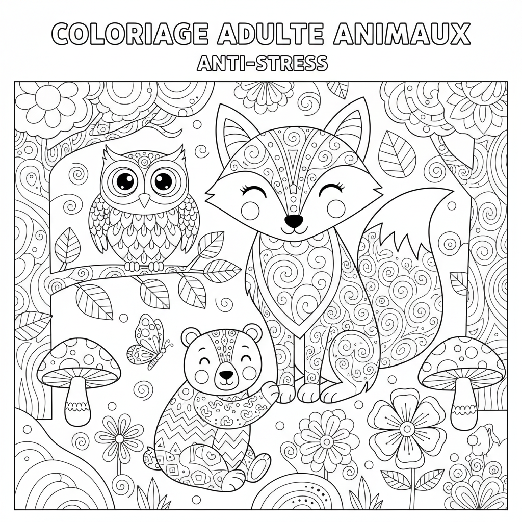 Coloriage coloriage adulte animaux 2
