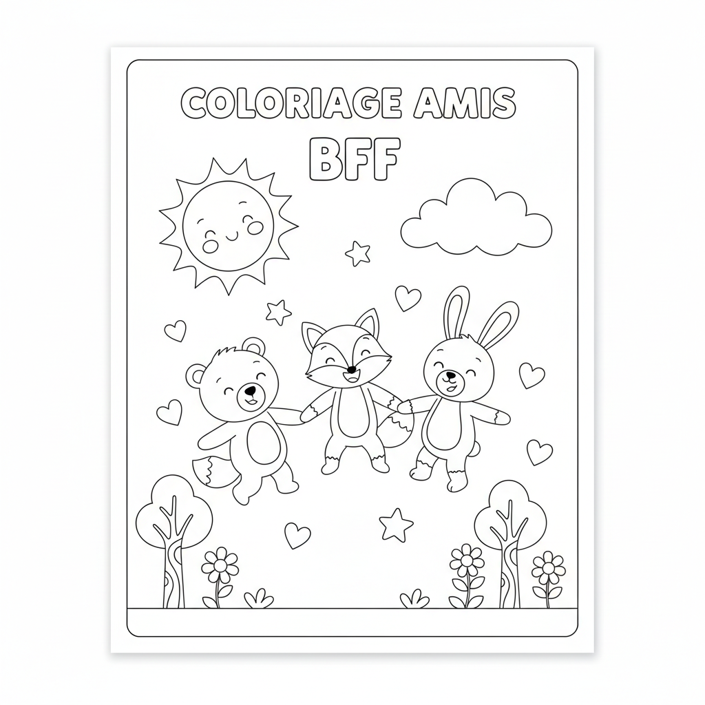 Coloriage Amis Gratuit à Imprimer pour Enfants