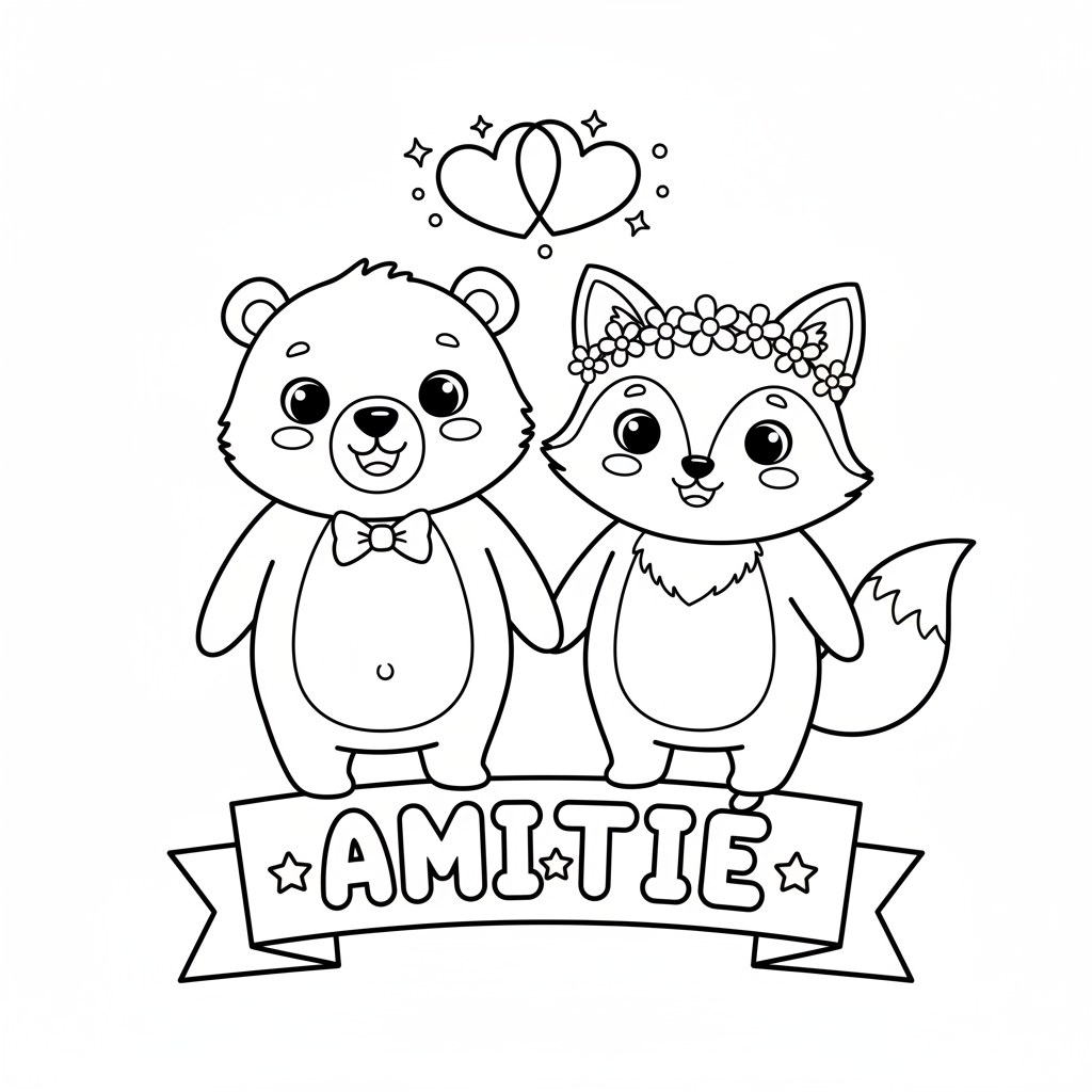 Coloriage Amitié Gratuit à Imprimer pour Enfants