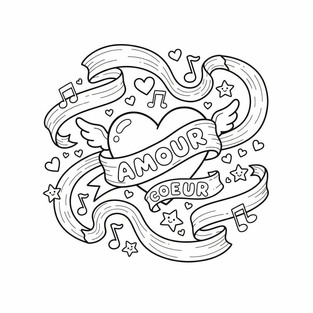 Coloriage coloriage amour coeur 5