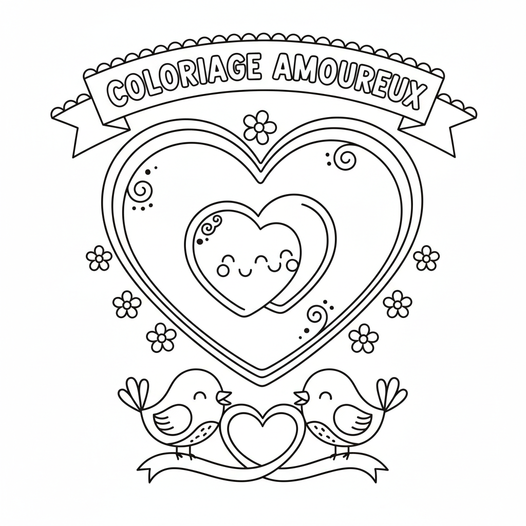 Coloriage Amoureux Gratuit à Imprimer pour Enfants