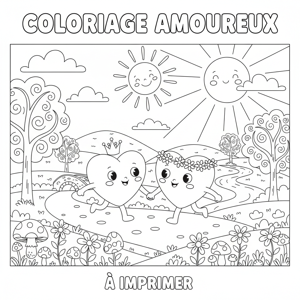 Coloriage coloriage amoureux à imprimer 3