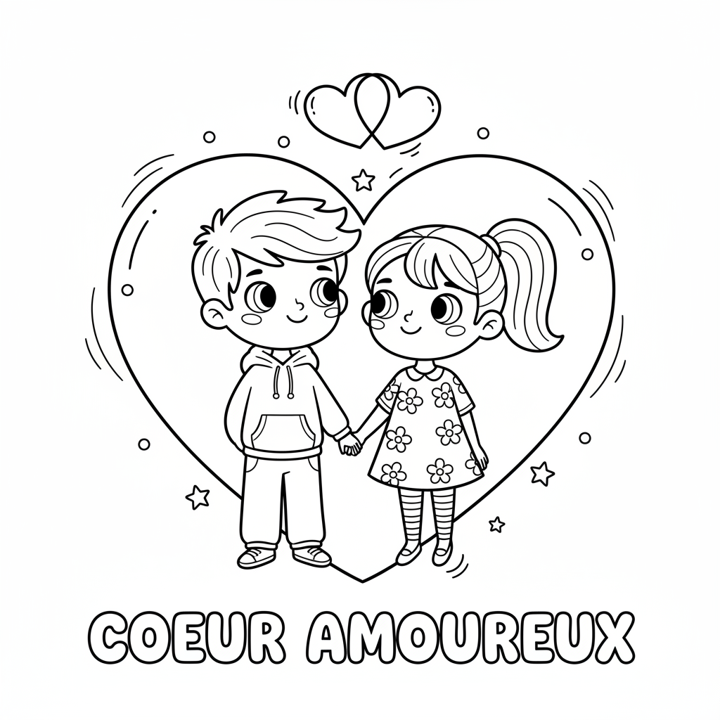 Coloriage Amoureux Ado Gratuit à Imprimer