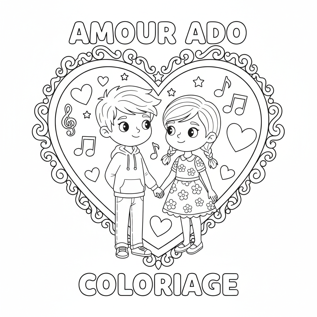 Coloriage coloriage amoureux ado 2