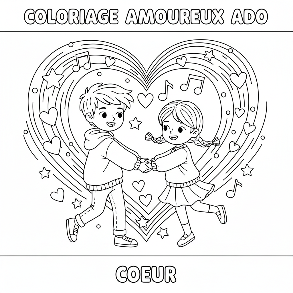 Coloriage coloriage amoureux ado 5