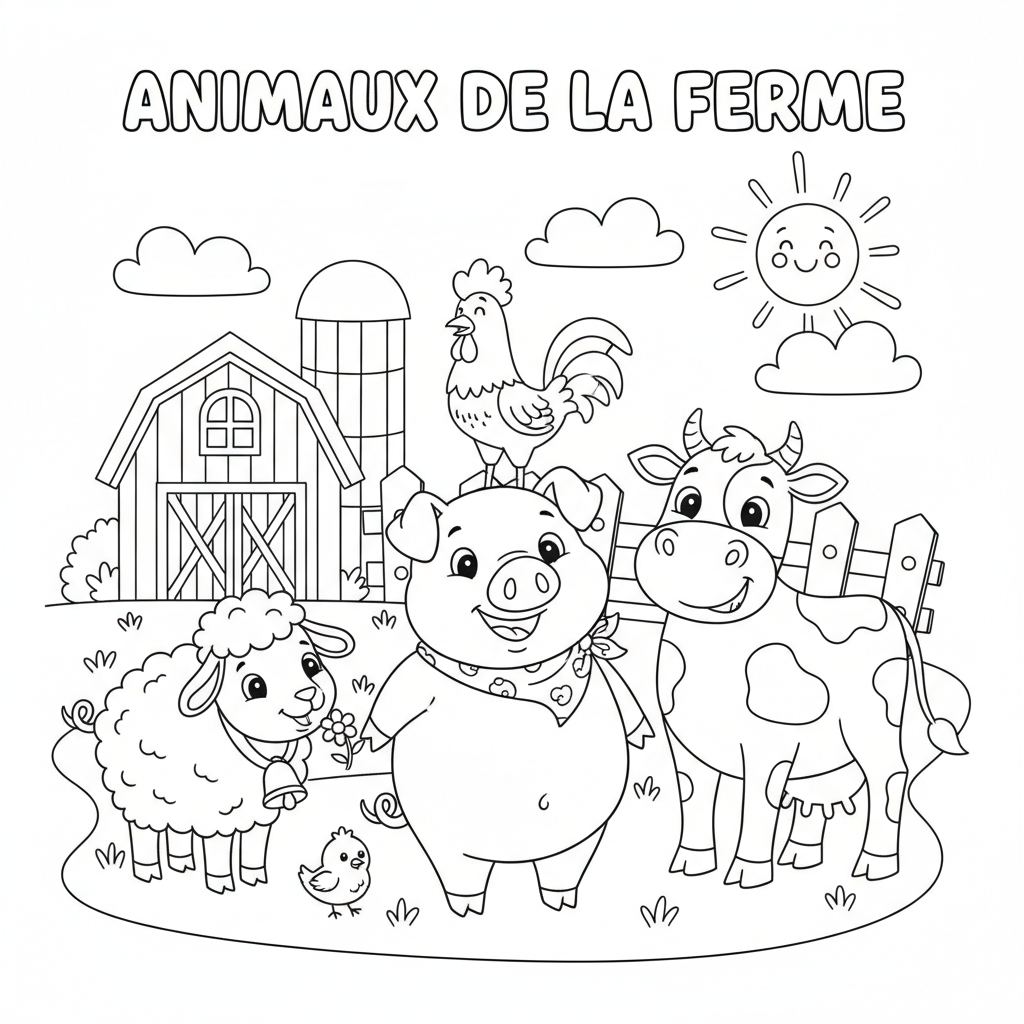 Coloriage Animaux De La Ferme Gratuit à Imprimer