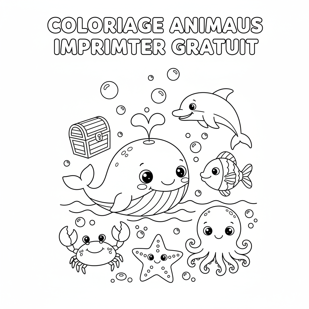 Coloriage Animaux Imprimer Gratuit et Dessins Marins
