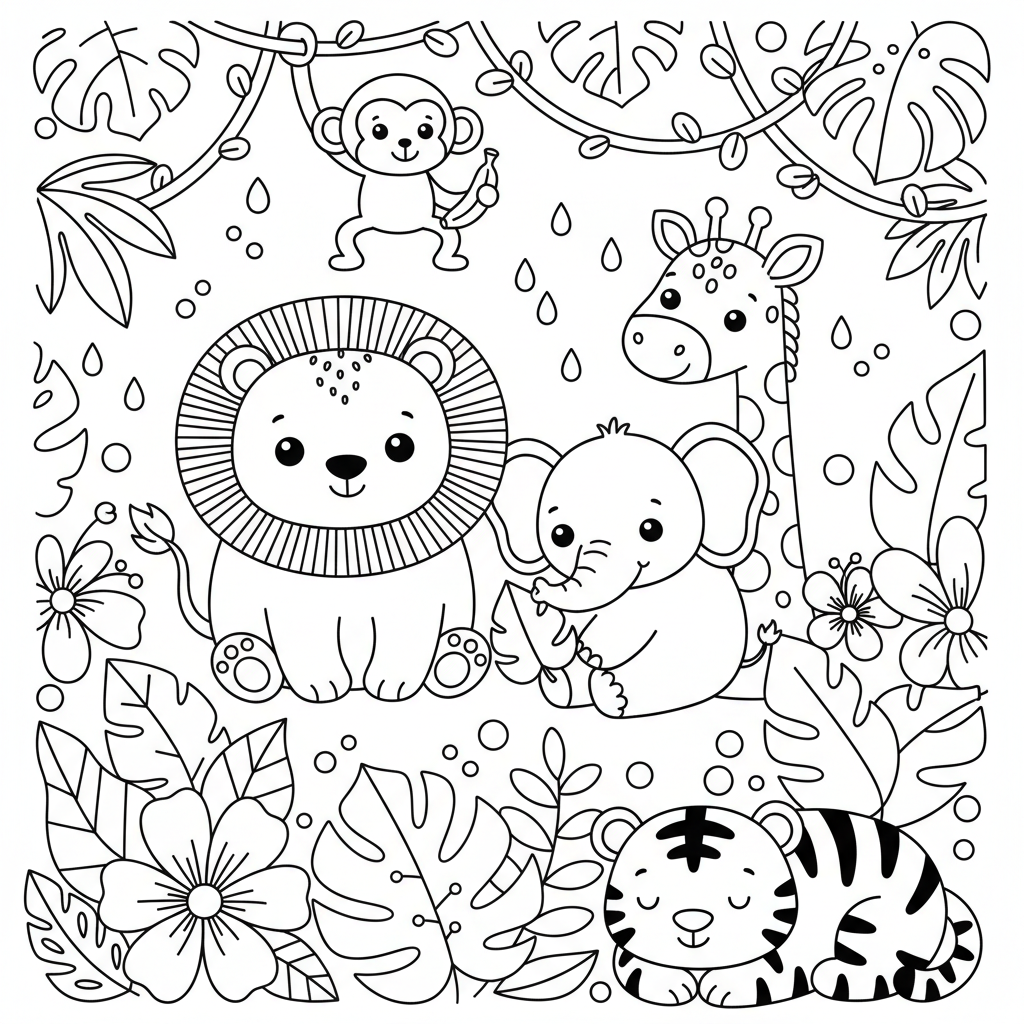 Coloriage coloriage animaux jungle 1
