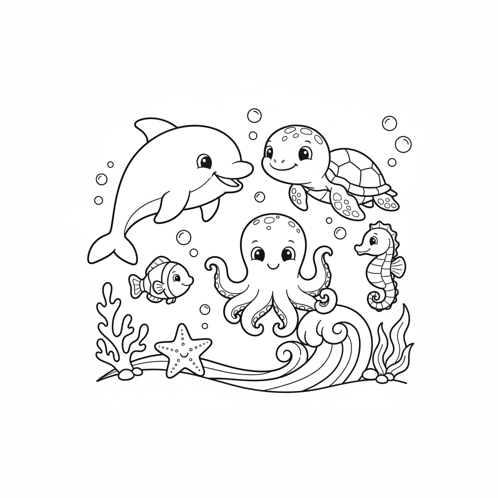 Coloriage coloriage animaux marins 1