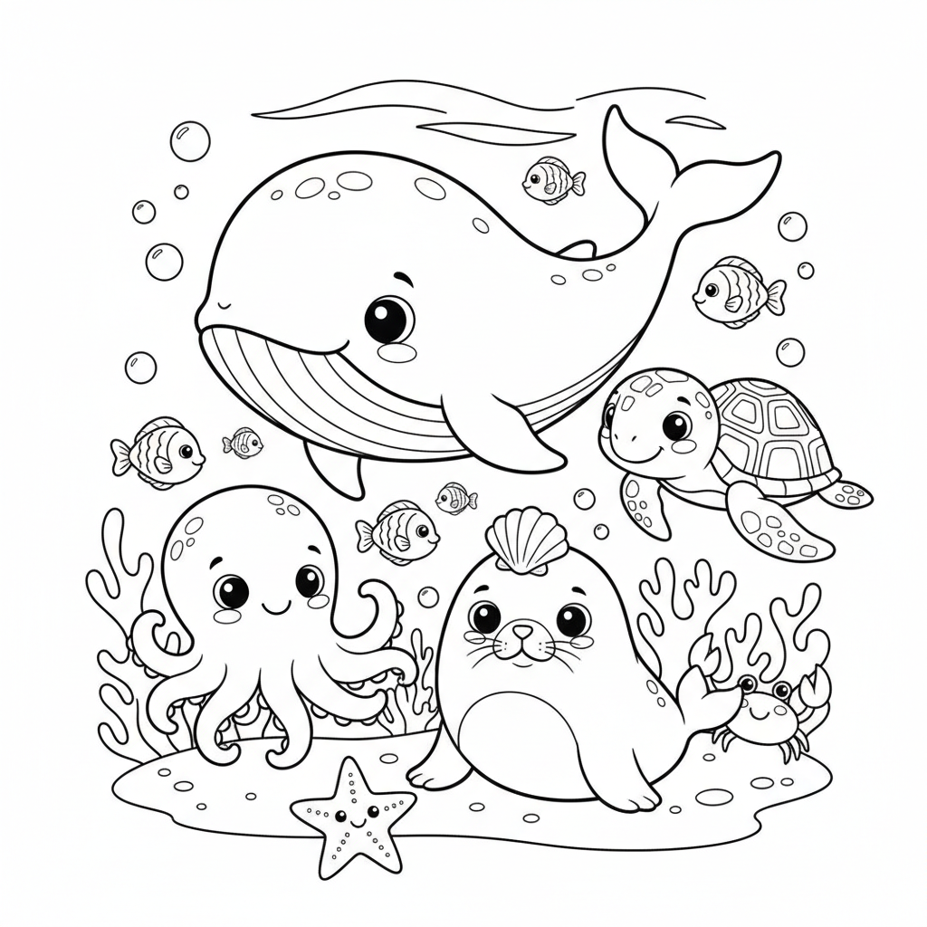 Coloriage coloriage animaux marins 4