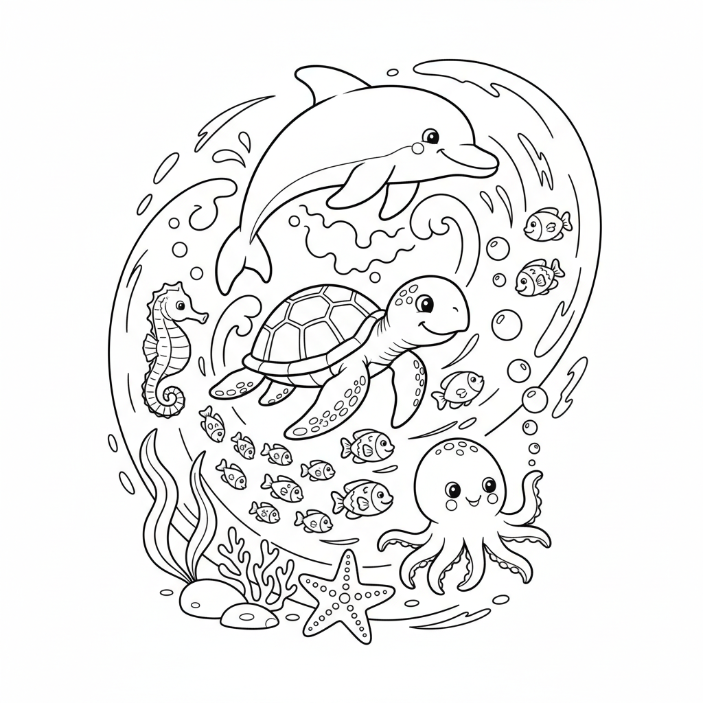 Coloriage coloriage animaux marins 5