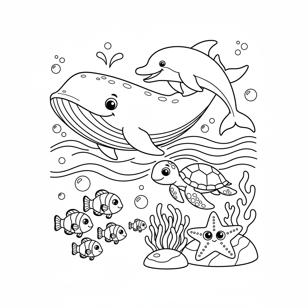 Coloriage coloriage animaux marins maternelle 2