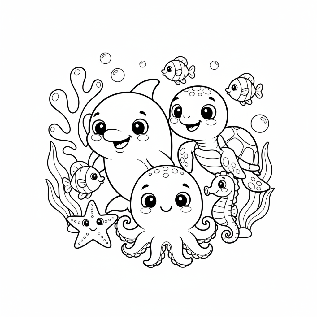 Coloriage coloriage animaux marins maternelle 4