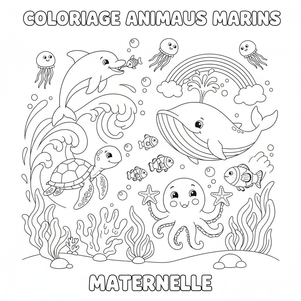 Coloriage coloriage animaux marins maternelle 5