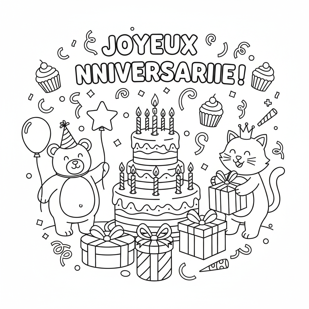 Coloriage coloriage anniversaire 2