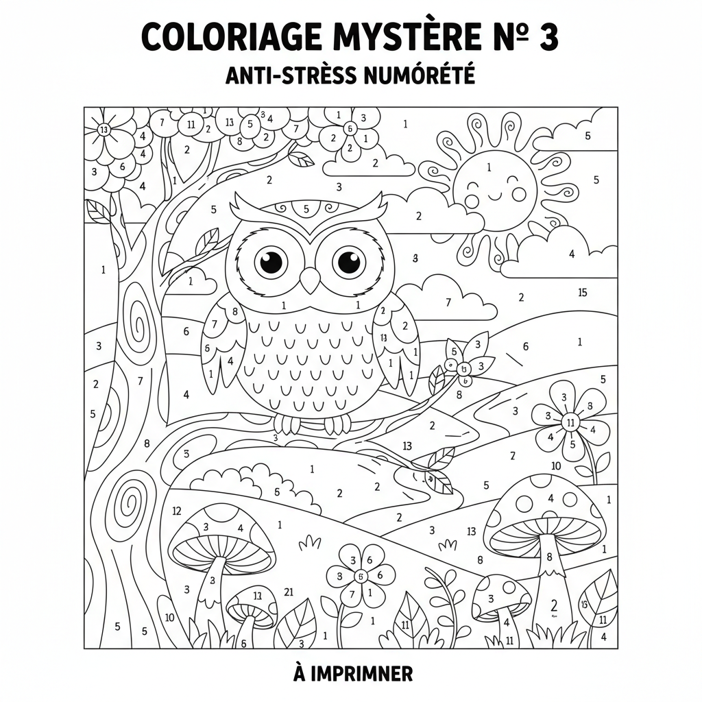 Coloriage coloriage anti-stress numéroté à imprimer 3