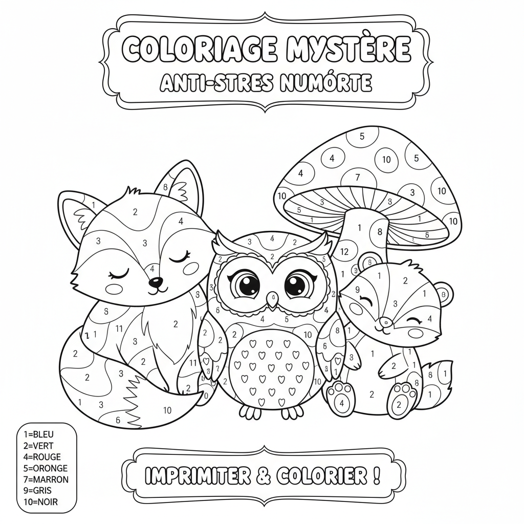 Coloriage coloriage anti-stress numéroté à imprimer 4