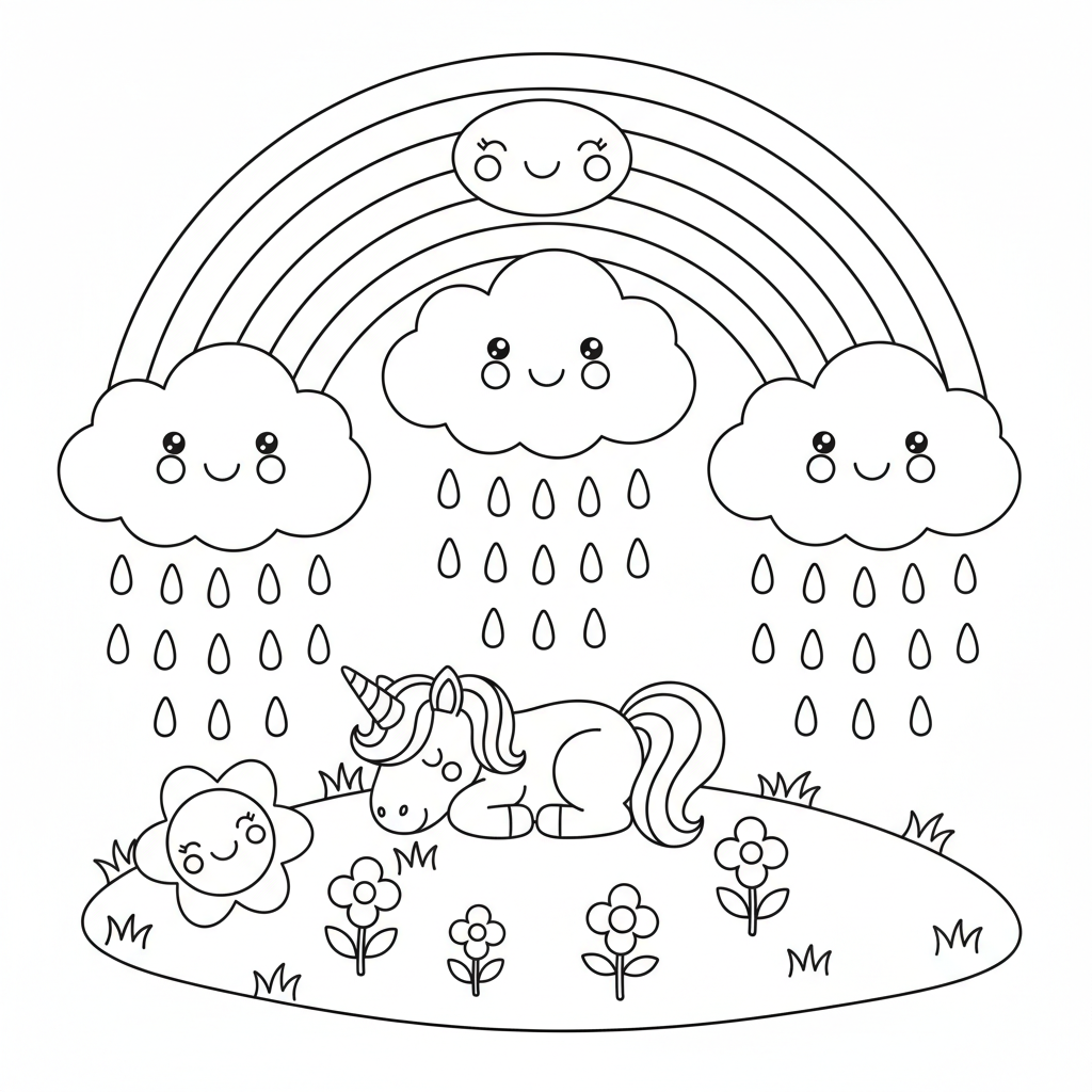 Coloriage Arc En Ciel Gratuit à Imprimer pour Enfants