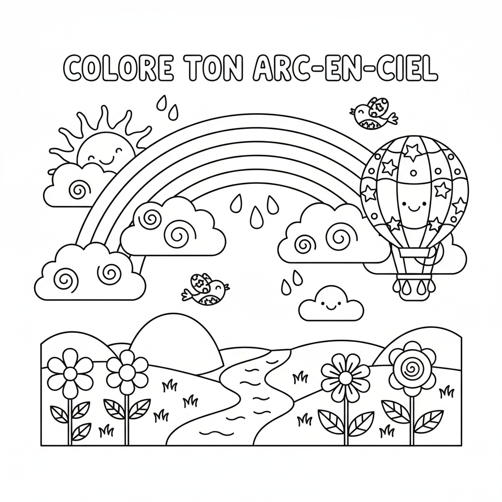 Coloriage coloriage arc en ciel à imprimer 2